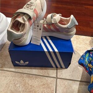 Adidas Kids' Beige and Coral Sneakers
